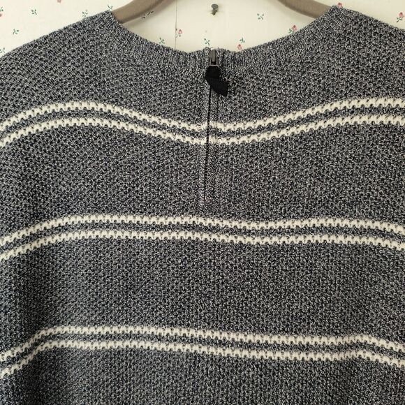 Talbots Sweater NEW 3X Gray White Striped Pullover Cotton Blend Minimal Capsule - Picture 9 of 15